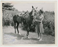 5y376 JANE WYATT signed 8x10 still '60s great outdoors close up smiling at her horse by Huff!