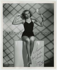 5y381 JEAN PORTER signed 8.25x10 still '45 sexy full-length portrait admiring herself in swimsuit!