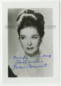 5y386 JOAN BENNETT signed 3.5x5 photo '70s head & shoulders of the beautiful leading lady!