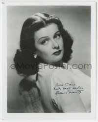 5y787 JOAN BENNETT signed 8x10 REPRO still '80s pretty close portrait looking over her shoulder!