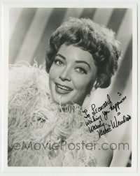 5y824 MARIE WINDSOR signed 8x10 REPRO still '80s wonderful smiling portrait wearing feather boa!