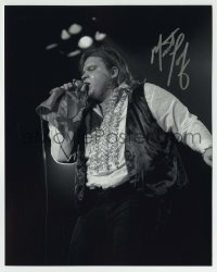 5y829 MEAT LOAF signed 8x10 REPRO still '00s great close up singing into microphone!