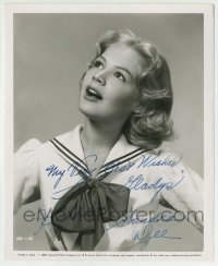 5y456 SANDRA DEE signed 8.25x10 still '58 c/u of the pretty star wearing a cute sailor outfit!