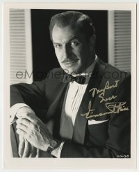 5y881 VINCENT PRICE signed 8x10 REPRO still '80s great portrait of the horror legend in tuxedo!