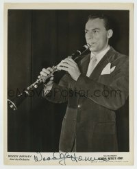 5y477 WOODY HERMAN signed 8x10 music publicity still '40s great close portrait playing his clarinet!
