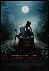 5y218 ABRAHAM LINCOLN: VAMPIRE HUNTER signed style A int'l advance DS 1sh '12 by 3 stars + author!