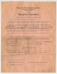 5y022 JIM MASON signed contract '23 he got $250 a week to act in The Plunderer!