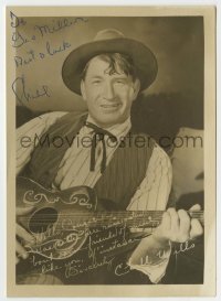 5y512 CHILL WILLS signed 5x7 fan photo '30s great close up smiling portrait playing guitar!