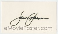 5y562 JAMES GARNER signed 3x5 index card '80s includes a repro it can be matted & framed with!