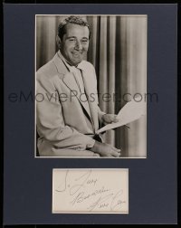 5y161 PERRY COMO signed 3x5 index card in 11x14 display '80s ready to frame & hang on the wall!