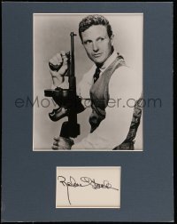 5y163 ROBERT STACK signed 3x4 index card in 11x14 display '80s ready to frame & hang on the wall!