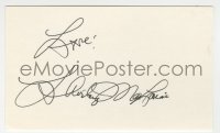 5y574 SHIRLEY MACLAINE signed 3x5 index card '92 includes a still it can be matted & framed with!