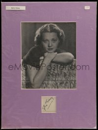5y013 SYLVIA SIDNEY signed index card in 12x16 matted display '80s ready to frame & display!