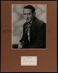5y171 VICTOR JORY signed 2x3 index card in 11x14 display '70s ready to frame & hang on the wall!