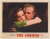 5y085 COBWEB signed LC #3 '55 by Lauren Bacall, who's close up hugging Richard Widmark!