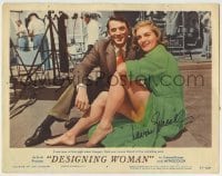5y090 DESIGNING WOMAN signed LC #4 '57 by Lauren Bacall, who's close up smiling with Gregory Peck!