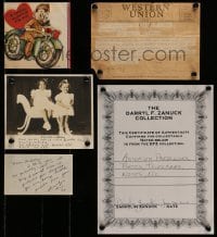 5y493 DARRYL F. ZANUCK FAMILY DOCUMENTS set of 4 personal items '30s-40s two signed by daughters!