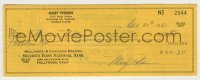 5y500 MARY PHILBIN signed 3x8 canceled check '61 she paid $14 to someone named Minnie Miller!