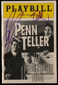 5y504 PENN & TELLER: THE REFRIGERATOR TOUR signed playbill '91 by BOTH Penn Jillette AND Teller!