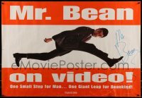 5y214 ROWAN ATKINSON signed 27x39 video poster '90s as his most famous character Mr. Bean!