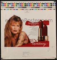 5y205 CLAUDIA SCHIFFER signed printer's test 21x22 advertising poster '93 selling Revlon lipstick!