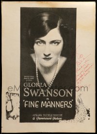 5y018 GLORIA SWANSON signed 18x25 REPRO poster '73 portrait of legendary actress in Fine Manners!