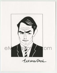 5y066 GREGORY PECK signed 9x11 art print '80s on a repro of a cool art caricature!