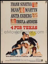 5z381 4 FOR TEXAS 30x40 '64 Frank Sinatra, Dean Martin, Anita Ekberg, Ursula Andress, Robert Aldrich
