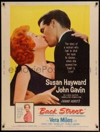 5z385 BACK STREET 30x40 '61 Susan Hayward & John Gavin romantic close up, Vera Miles!