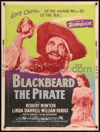 5z392 BLACKBEARD THE PIRATE style Z 30x40 '54 great close-up art of Robert Newton in the title role