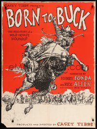5z396 BORN TO BUCK 30x40 '68 Casey Tibbs presents & directs, cool rodeo artwork by Ed Smyth!