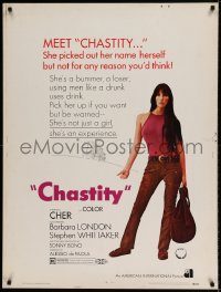 5z405 CHASTITY 30x40 '69 AIP, written & produced by Sonny Bono, best image of hitchhiking Cher!
