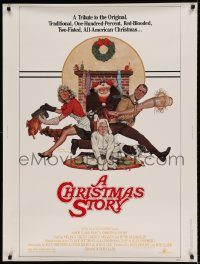 5z407 CHRISTMAS STORY 30x40 '83 best classic Christmas movie, art by Robert Tanenbaum, rare!