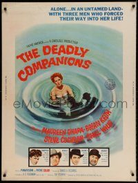5z412 DEADLY COMPANIONS 30x40 '61 first Sam Peckinpah, art of sexy Maureen O'Hara caught swimming!