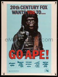 5z422 GO APE 30x40 '74 5-bill Planet of the Apes, wonderful Uncle Sam parody art!