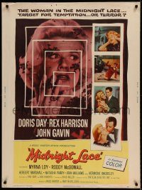 5z455 MIDNIGHT LACE 30x40 '60 Harrison, John Gavin, fear possessed Doris Day as love once had!