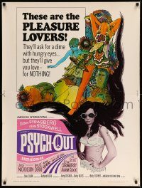 5z475 PSYCH-OUT 30x40 '68 AIP, psychedelic drugs, sexy pleasure lover Susan Strasberg, Dick Clark!