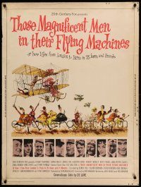 5z497 THOSE MAGNIFICENT MEN IN THEIR FLYING MACHINES 30x40 '65 great Searle art of early airplane!