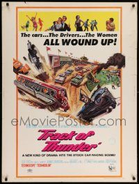 5z501 TRACK OF THUNDER 30x40 '67 cool early NASCAR stock car racing & sexy dancers art!