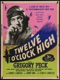 5z502 TWELVE O'CLOCK HIGH 30x40 R55 cool artwork of smoking World War II pilot Gregory Peck!
