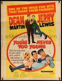 5z511 YOU'RE NEVER TOO YOUNG 30x40 R64 great images of Dean Martin & wacky Jerry Lewis!