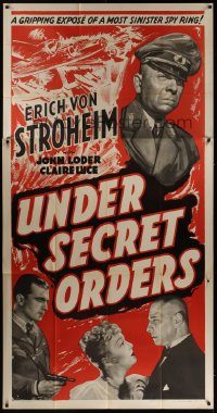 5z014 UNDER SECRET ORDERS 3sh '43 Erich von Stroheim, gripping expose of a most sinister spy ring!