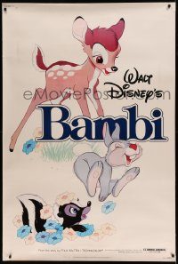 5z253 BAMBI 40x60 R82 Walt Disney cartoon deer classic, great art with Thumper & Flower!