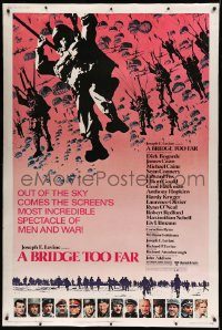 5z259 BRIDGE TOO FAR style B 40x60 '77 Michael Caine, Connery, cool art of hundreds of paratroopers