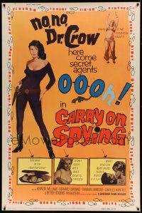 5z261 CARRY ON SPYING 40x60 '64 sexy English spy spoof, the most secrets exposed!