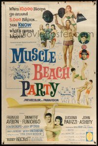 5z284 MUSCLE BEACH PARTY 40x60 '64 Frankie & Annette, 10,000 biceps & 5,000 bikinis!
