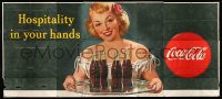5z001 COCA-COLA billboard '40s great art of woman with tray of Coke!