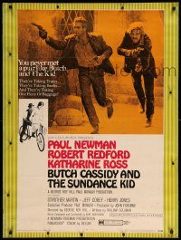 5z348 BUTCH CASSIDY & THE SUNDANCE KID style B 25x38 1sh '69 Paul Newman, Robert Redford, Ross!