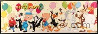 5z187 LOONEY TUNES 26x76 commercial poster '86 art of Bugs, Porky, Daffy & more, great for a party
