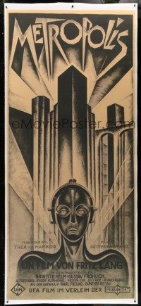 5z195 METROPOLIS 44x100 commercial poster '09 Lang, striking artwork by Heinz Schulz-Neudamm!